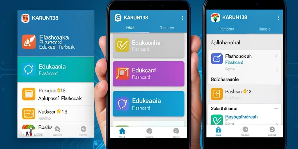Antarmuka aplikasi KARUN138 dengan tampilan flashcard yang menarik.