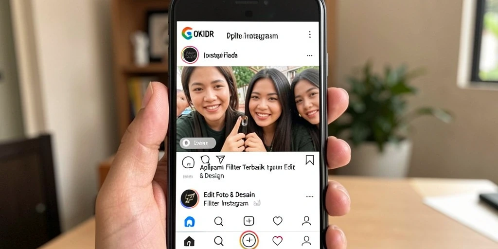 Antarmuka OKIDR dengan berbagai filter menarik untuk Instagram.