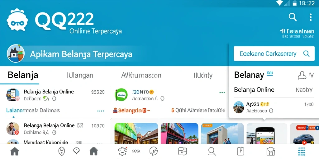 Tampilan antarmuka utama aplikasi QQ222 untuk belanja online.